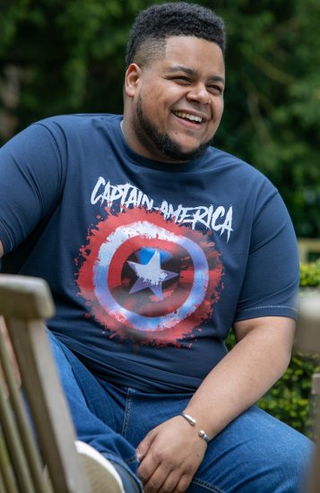 D555 ROGERS Official Captain America Printed T-Shirt Dark Navy - Trička - Trička nadměrné velikosti - 2XL-14XL