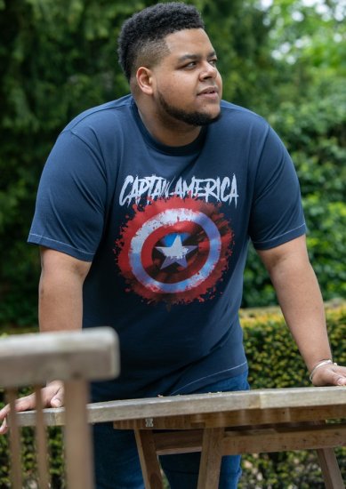 D555 ROGERS Official Captain America Printed T-Shirt Dark Navy - Trička - Trička nadměrné velikosti - 2XL-14XL