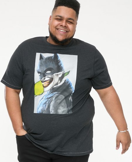 D555 MARTIN Official Batman Printed T-Shirt Washed Black - Trička - Trička nadměrné velikosti - 2XL-14XL
