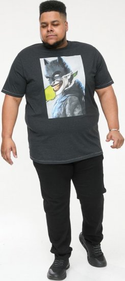 D555 MARTIN Official Batman Printed T-Shirt Washed Black - Trička - Trička nadměrné velikosti - 2XL-14XL
