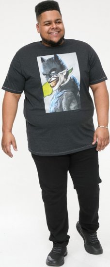 D555 MARTIN Official Batman Printed T-Shirt Washed Black - Trička - Trička nadměrné velikosti - 2XL-14XL