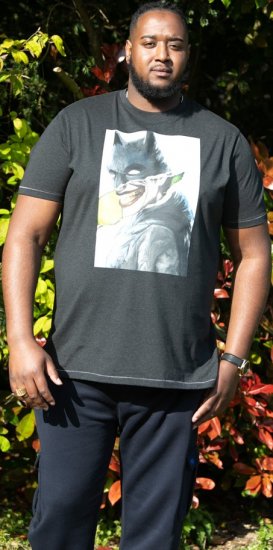 D555 MARTIN Official Batman Printed T-Shirt Washed Black - Trička - Trička nadměrné velikosti - 2XL-14XL