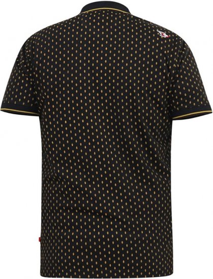 D555 RAUL AOP Jersey Polo With Jacquard Collar, Ribs And Chest Pocket Black - Polokošile - Polokošile 2XL-8XL - Trička s límečkem 2XL-8XL