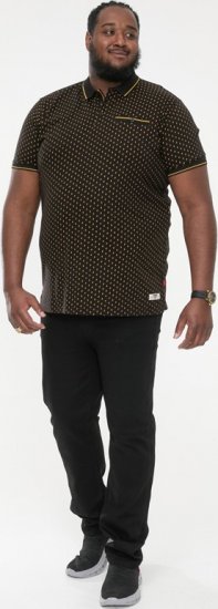 D555 RAUL AOP Jersey Polo With Jacquard Collar, Ribs And Chest Pocket Black - Polokošile - Polokošile 2XL-8XL - Trička s límečkem 2XL-8XL