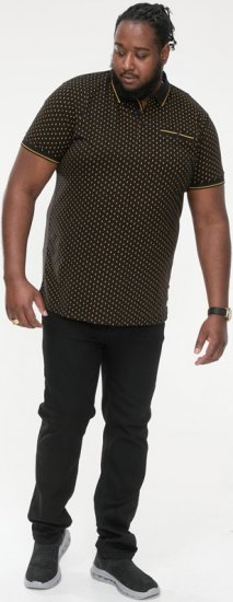D555 RAUL AOP Jersey Polo With Jacquard Collar, Ribs And Chest Pocket Black - Polokošile - Polokošile 2XL-8XL - Trička s límečkem 2XL-8XL