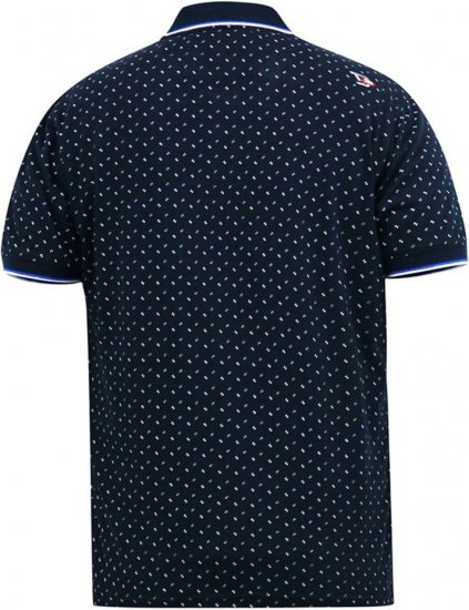D555 OAKLEY AOP Jersey Polo With Jacquard Collar, Ribs And Chest Pocket Navy - Polokošile - Polokošile 2XL-8XL - Trička s límečkem 2XL-8XL