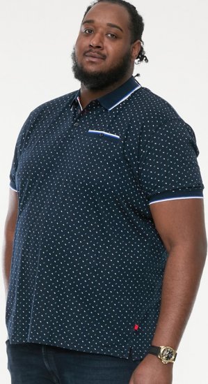 D555 OAKLEY AOP Jersey Polo With Jacquard Collar, Ribs And Chest Pocket Navy - Polokošile - Polokošile 2XL-8XL - Trička s límečkem 2XL-8XL