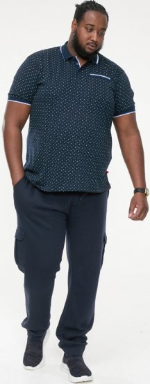 D555 OAKLEY AOP Jersey Polo With Jacquard Collar, Ribs And Chest Pocket Navy - Polokošile - Polokošile 2XL-8XL - Trička s límečkem 2XL-8XL