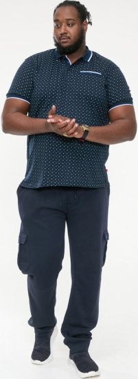 D555 OAKLEY AOP Jersey Polo With Jacquard Collar, Ribs And Chest Pocket Navy - Polokošile - Polokošile 2XL-8XL - Trička s límečkem 2XL-8XL