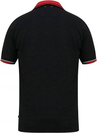 D555 CHESTER Pique Polo With Red Collar With Tipping Detail And Chest Embroidery Black - Polokošile - Polokošile 2XL-8XL - Trička s límečkem 2XL-8XL