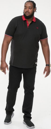 D555 CHESTER Pique Polo With Red Collar With Tipping Detail And Chest Embroidery Black - Polokošile - Polokošile 2XL-8XL - Trička s límečkem 2XL-8XL