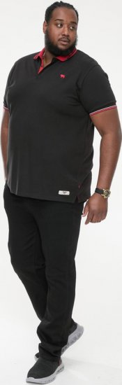 D555 CHESTER Pique Polo With Red Collar With Tipping Detail And Chest Embroidery Black - Polokošile - Polokošile 2XL-8XL - Trička s límečkem 2XL-8XL