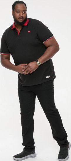 D555 CHESTER Pique Polo With Red Collar With Tipping Detail And Chest Embroidery Black - Polokošile - Polokošile 2XL-8XL - Trička s límečkem 2XL-8XL
