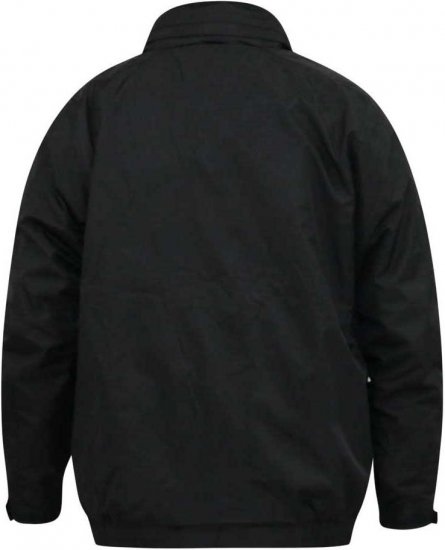 D555 Rudy Showerproof Fleece Lined Jacket With Packaway Hood - Black - Bundy - Bundy Nadměrné Velikosti - 2XL-8XL