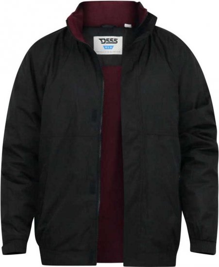 D555 Rudy Showerproof Fleece Lined Jacket With Packaway Hood - Black - Bundy - Bundy Nadměrné Velikosti - 2XL-8XL
