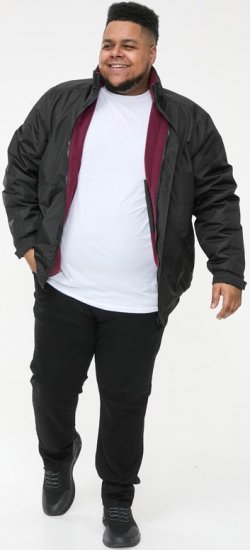 D555 Rudy Showerproof Fleece Lined Jacket With Packaway Hood - Black - Bundy - Bundy Nadměrné Velikosti - 2XL-8XL