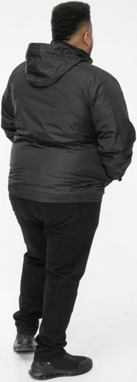 D555 Rudy Showerproof Fleece Lined Jacket With Packaway Hood - Black - Bundy - Bundy Nadměrné Velikosti - 2XL-8XL