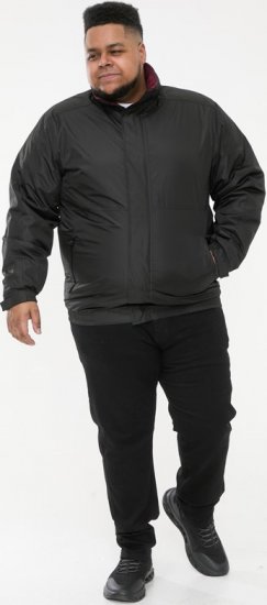 D555 Rudy Showerproof Fleece Lined Jacket With Packaway Hood - Black - Bundy - Bundy Nadměrné Velikosti - 2XL-8XL