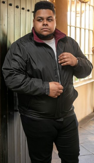 D555 Rudy Showerproof Fleece Lined Jacket With Packaway Hood - Black - Bundy - Bundy Nadměrné Velikosti - 2XL-8XL