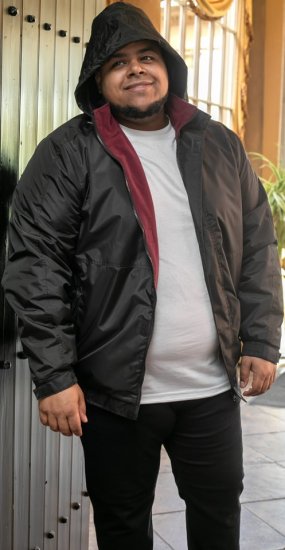 D555 Rudy Showerproof Fleece Lined Jacket With Packaway Hood - Black - Bundy - Bundy Nadměrné Velikosti - 2XL-8XL