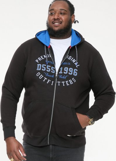 D555 LINGARD Full Zip Hoody With Original Chest Print Black - Mikiny & mikiny s kapucí - Mikiny & Mikiny s kapucí 2XL-12XL