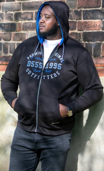 D555 LINGARD Full Zip Hoody With Original Chest Print Black - Mikiny & mikiny s kapucí - Mikiny & Mikiny s kapucí 2XL-12XL