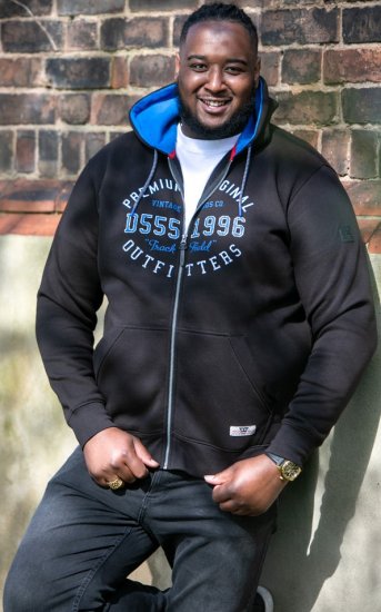 D555 LINGARD Full Zip Hoody With Original Chest Print Black - Mikiny & mikiny s kapucí - Mikiny & Mikiny s kapucí 2XL-12XL