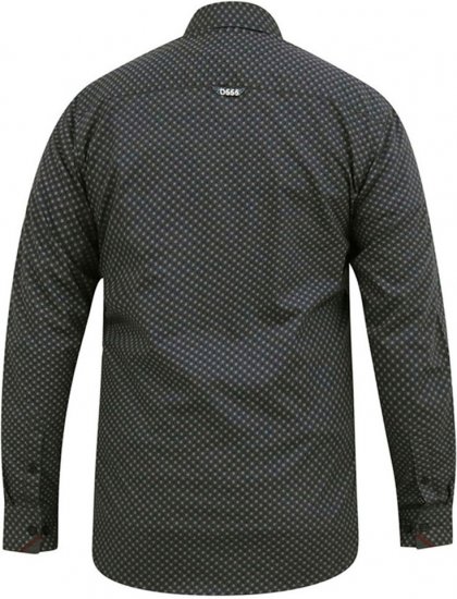 D555 KEATON Micro AOP Long Sleeve Shirt With Concealed Button Down Collar Grey - Košile - Košile 2XL-10XL
