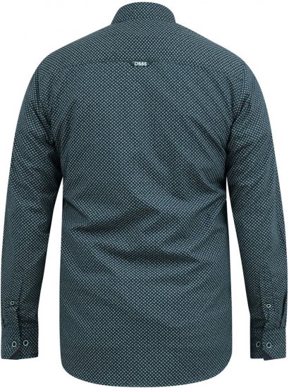 D555 MORGAN Micro AOP Long Sleeve Shirt With Concealed Button Down Collar Navy - Košile - Košile 2XL-10XL
