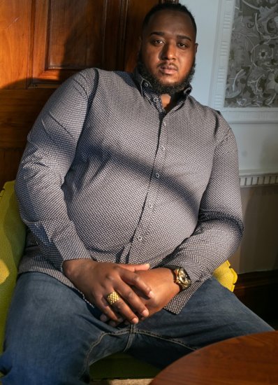 D555 MORGAN Micro AOP Long Sleeve Shirt With Concealed Button Down Collar Navy - Košile - Košile 2XL-10XL