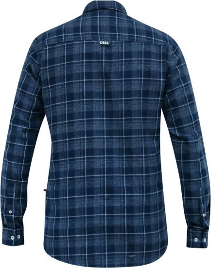 D555 SONNY Navy Check Long Sleeve Shirt With Chest Patch Pocket & Button Down Collar Navy Check - Košile - Košile 2XL-10XL