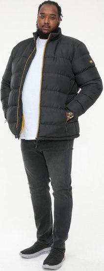 D555 CRISTIANO Puffer Jacket With Binding On Cuffs And Embroidery Badge On Sleeve Black - Bundy - Bundy Nadměrné Velikosti - 2XL-8XL