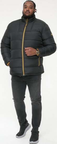 D555 CRISTIANO Puffer Jacket With Binding On Cuffs And Embroidery Badge On Sleeve Black - Bundy - Bundy Nadměrné Velikosti - 2XL-8XL