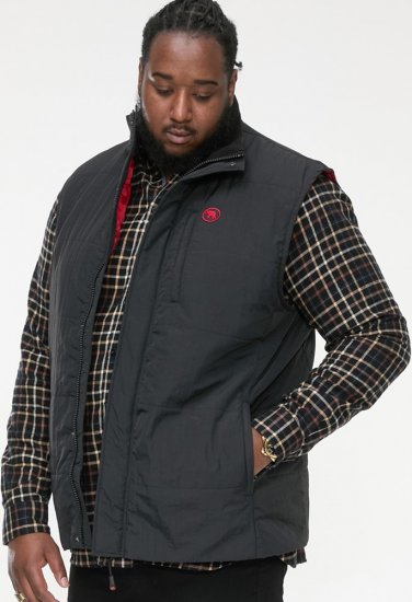 D555 FELIPE Zip Through Padded Gilet With Contrast Colour Lining And Rubber Badge Black - Bundy - Bundy Nadměrné Velikosti - 2XL-8XL