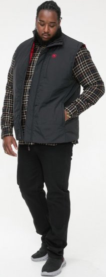 D555 FELIPE Zip Through Padded Gilet With Contrast Colour Lining And Rubber Badge Black - Bundy - Bundy Nadměrné Velikosti - 2XL-8XL