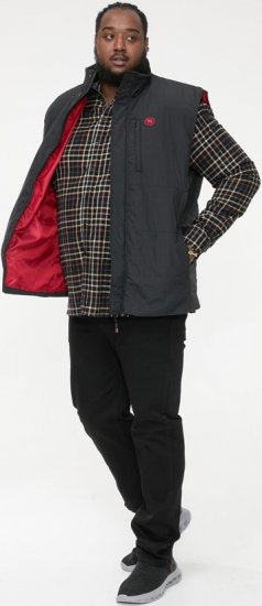 D555 FELIPE Zip Through Padded Gilet With Contrast Colour Lining And Rubber Badge Black - Bundy - Bundy Nadměrné Velikosti - 2XL-8XL