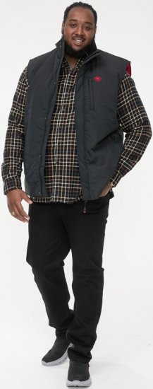 D555 FELIPE Zip Through Padded Gilet With Contrast Colour Lining And Rubber Badge Black - Bundy - Bundy Nadměrné Velikosti - 2XL-8XL