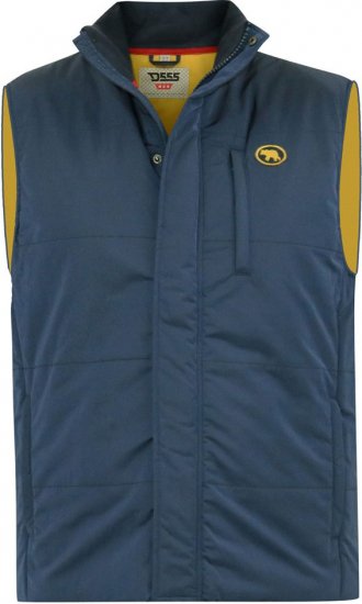 D555 FELIPE Zip Through Padded Gilet With Contrast Colour Lining And Rubber Badge Navy - Bundy - Bundy Nadměrné Velikosti - 2XL-8XL