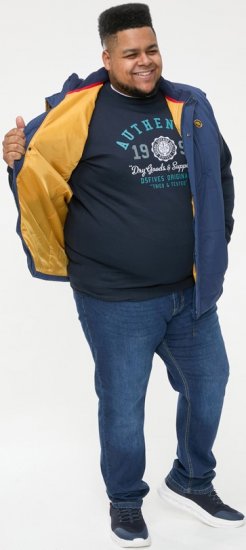 D555 FELIPE Zip Through Padded Gilet With Contrast Colour Lining And Rubber Badge Navy - Bundy - Bundy Nadměrné Velikosti - 2XL-8XL