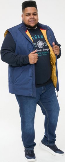 D555 FELIPE Zip Through Padded Gilet With Contrast Colour Lining And Rubber Badge Navy - Bundy - Bundy Nadměrné Velikosti - 2XL-8XL