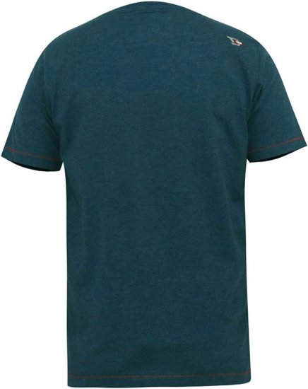 D555 NEAL Skull With Flames Printed Crew Neck T-Shirt Navy/Blue Twist - Trička - Trička nadměrné velikosti - 2XL-14XL