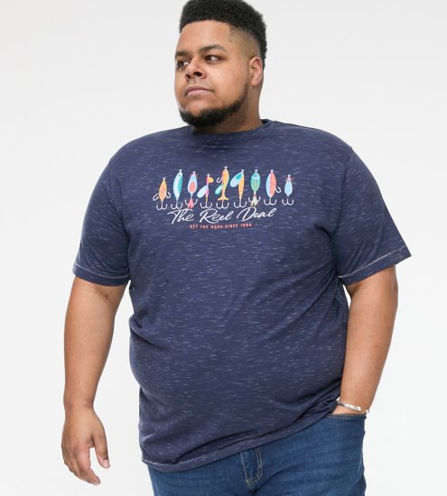 D555 Cropwell fishing tackle print tričko tmavě modrá - Trička - Trička nadměrné velikosti - 2XL-14XL