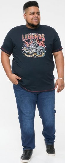D555 JAGGER Legends Motor Bike Printed Crew Neck T-Shirt Navy - Trička - Trička nadměrné velikosti - 2XL-14XL