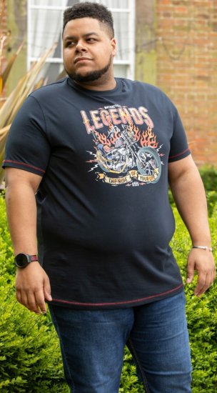 D555 JAGGER Legends Motor Bike Printed Crew Neck T-Shirt Navy - Trička - Trička nadměrné velikosti - 2XL-14XL