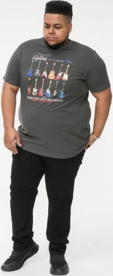 D555 JAIDEN Legends Guitar Printed Crew Neck T-Shirt Khaki - Trička - Trička nadměrné velikosti - 2XL-14XL
