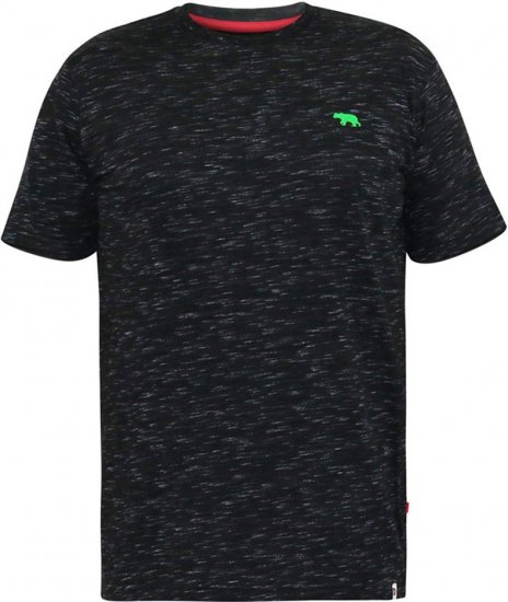 D555 ORSTON Reno Fabric Crew Neck T-Shirt With Chest Embroidery Black Reno - Trička - Trička nadměrné velikosti - 2XL-14XL