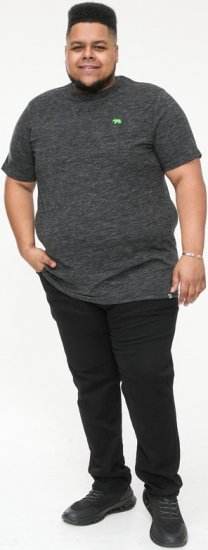 D555 ORSTON Reno Fabric Crew Neck T-Shirt With Chest Embroidery Black Reno - Trička - Trička nadměrné velikosti - 2XL-14XL