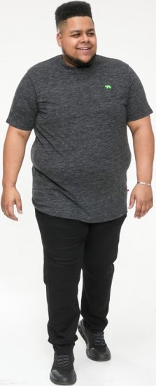 D555 ORSTON Reno Fabric Crew Neck T-Shirt With Chest Embroidery Black Reno - Trička - Trička nadměrné velikosti - 2XL-14XL