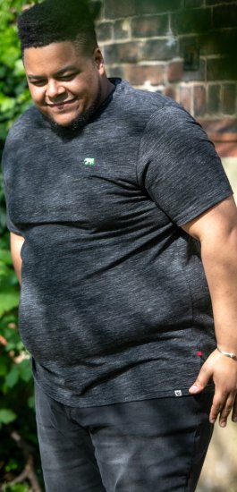 D555 ORSTON Reno Fabric Crew Neck T-Shirt With Chest Embroidery Black Reno - Trička - Trička nadměrné velikosti - 2XL-14XL