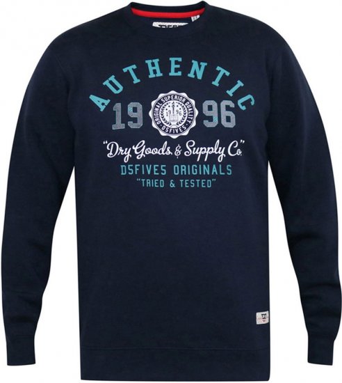 D555 KEYWORTH Authentic Printed Crew Neck Sweatshirt Navy - Mikiny & mikiny s kapucí - Mikiny & Mikiny s kapucí 2XL-12XL